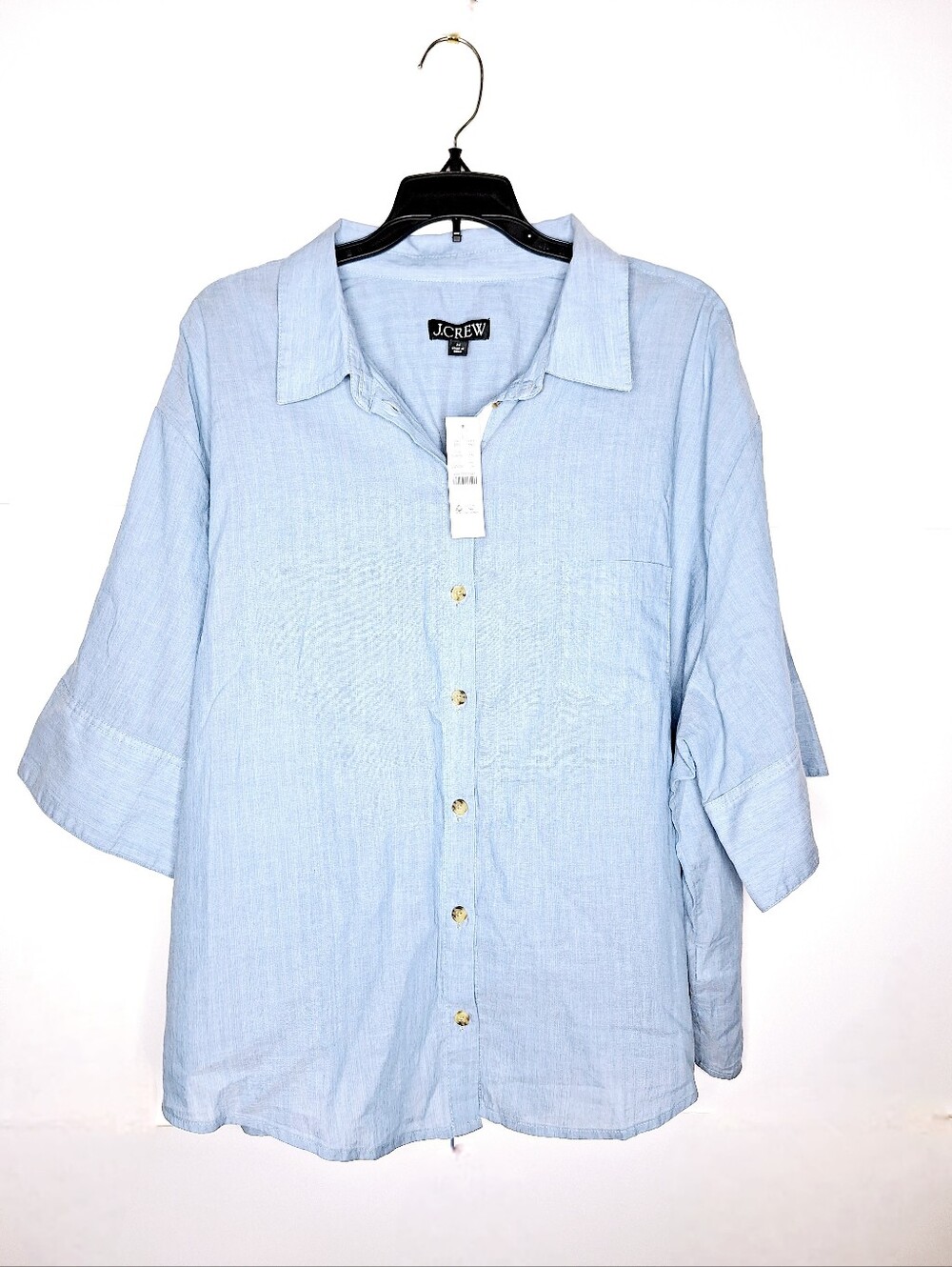 NWT J.Crew "The Crew In Cotton" Plus-size 100% cotton button-down blouse.